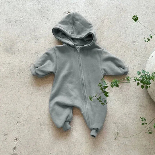 The Mum Shop AU- Baby Jumpsuit Hoody with Zipper -Available in 3 colors, sizes Newborn-18months