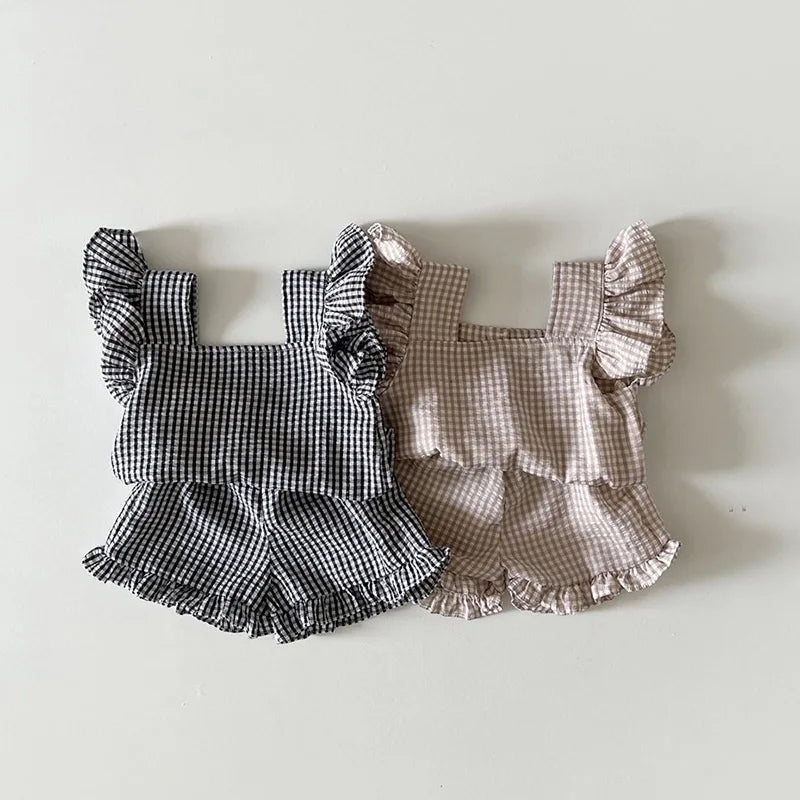 The Mum Shop AU- 2023 Summer Baby Girl 2PC Vintage Set -Available in 2 x Colors & Age 0-36months