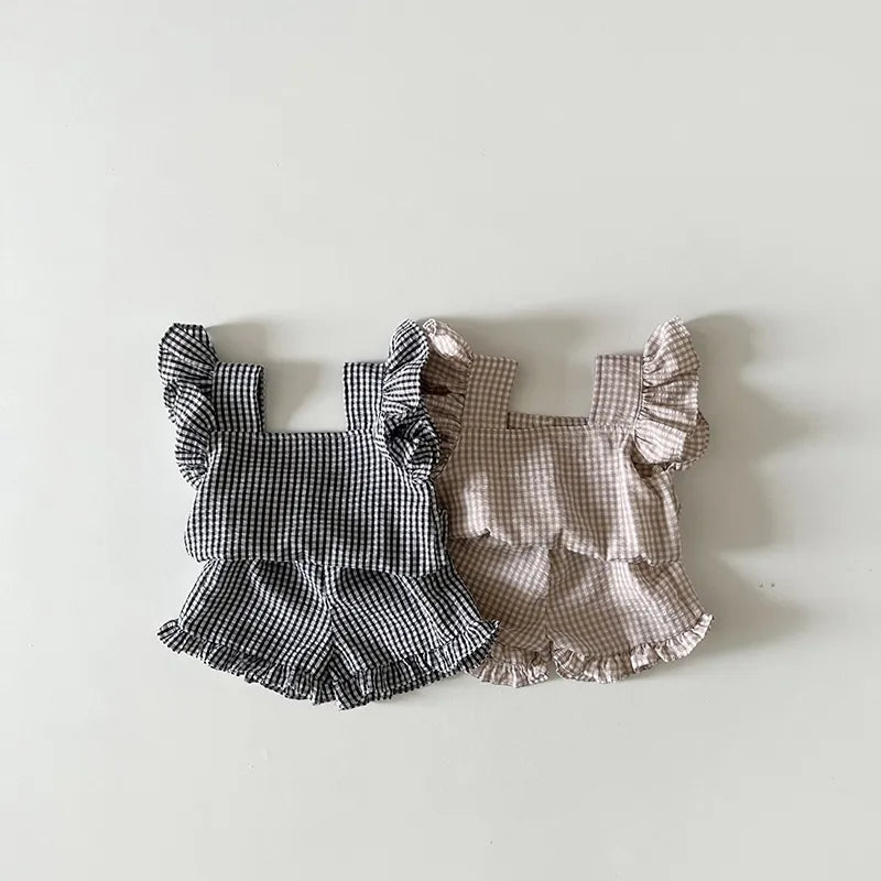 The Mum Shop AU- 2023 Summer Baby Girl 2PC Vintage Set -Available in 2 x Colors & Age 0-36months