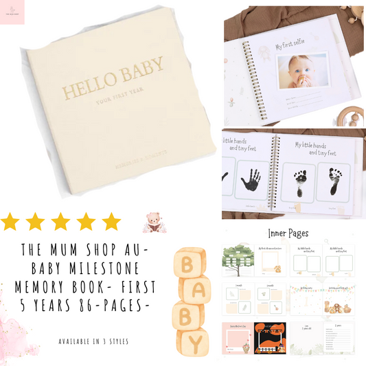 The Mum Shop AU-Baby Milestone Memory Book- First 5 Years 86-pages-Available in 3 styles
