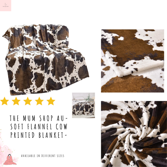 The Mum Shop AU-Soft Flannel Cow printed blanket-Available in different sizes