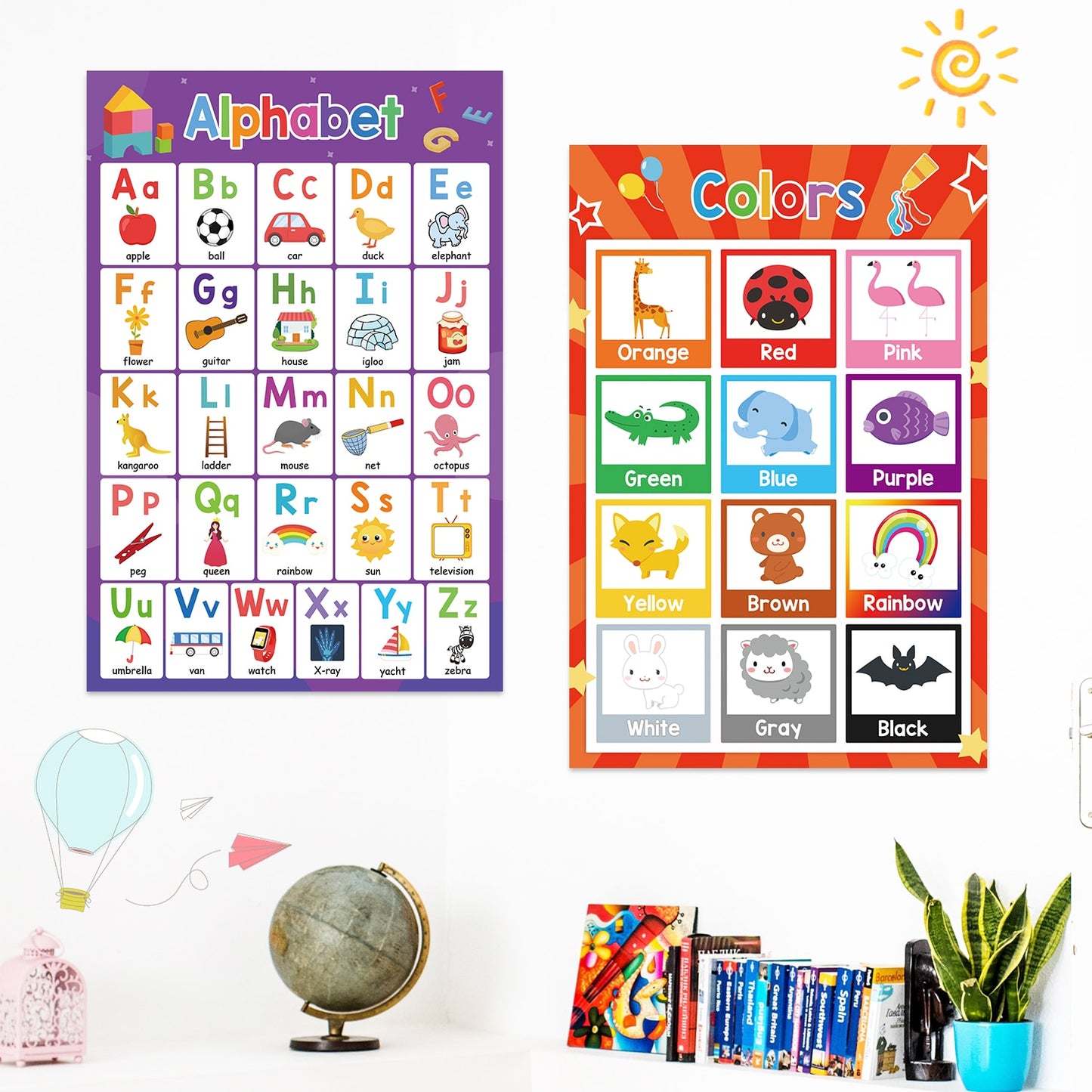 18 Pack Laminated Classroom Posters  for Pre-School/Kindergarten/HomeSchool