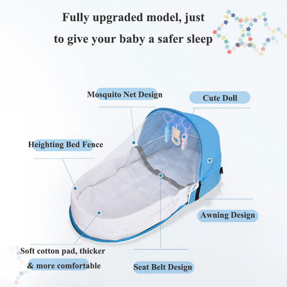 Easy Foldable Travel Baby Beach Bassinet/ Crib with Mosquito Net