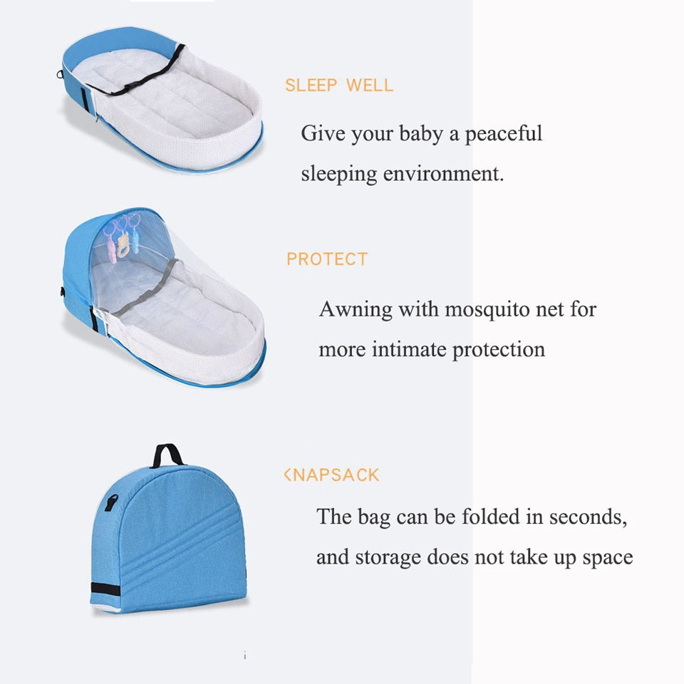Easy Foldable Travel Baby Beach Bassinet/ Crib with Mosquito Net
