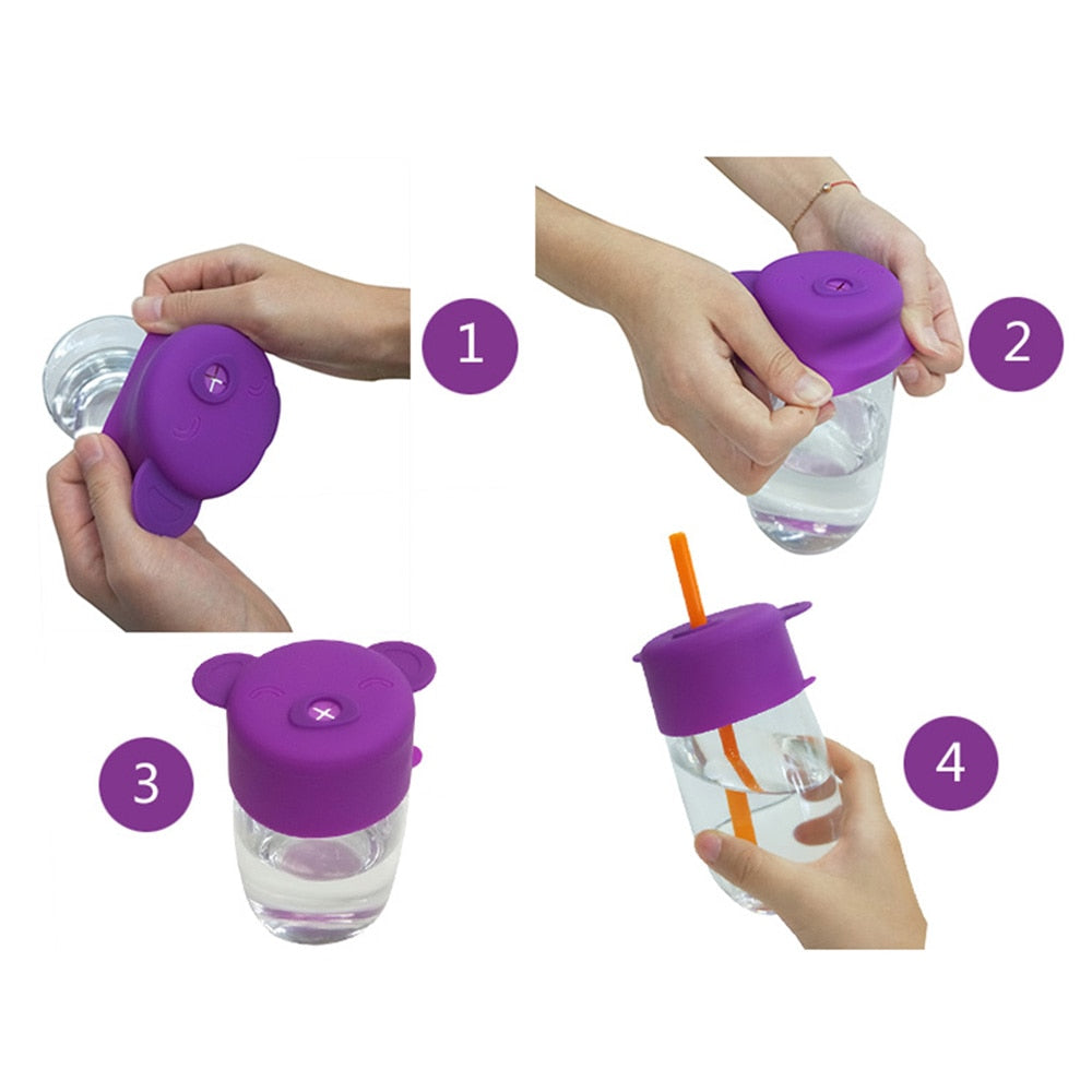 Toddler Anti-Spill Silicone sippy cup /Glass Lid -Traveling Toddler cup-23x styles & colors to choose from