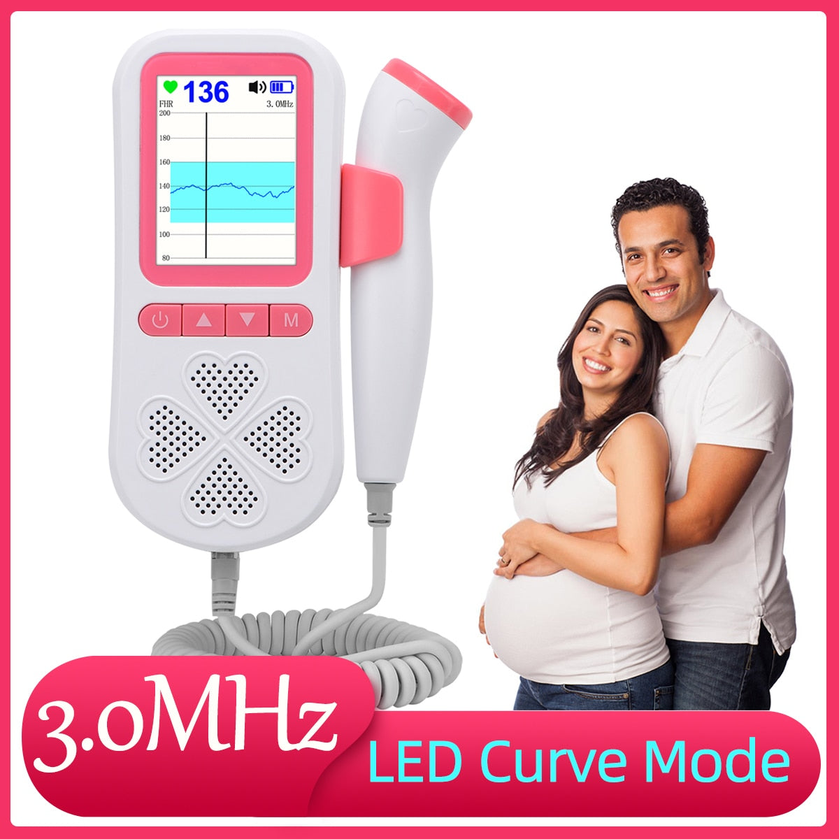 The Mum Shop Au-Baby Doppler-LED Curve Display 3.0MHz Doppler Fetal Heart rate Monitor