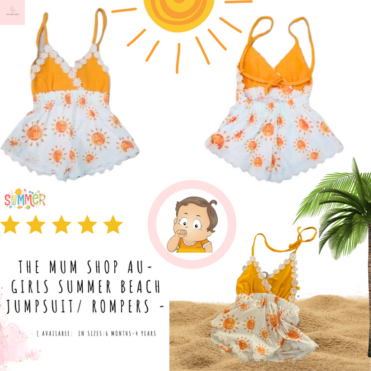 The Mum Shop AU-Girls Summer Beach Jumpsuit/ Rompers -Available in Sizes:6 months-4 Years