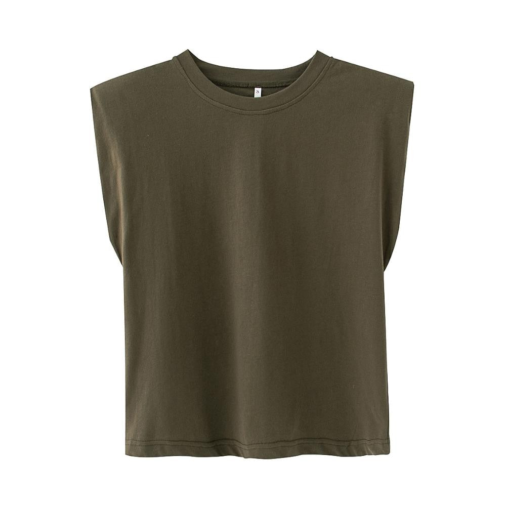 The Mum Shop Au- Summer Padded Shoulder No-Sleeve T-Shirt (Available in Sizes S,M,L)  Colors -Pink,White, Black, Green