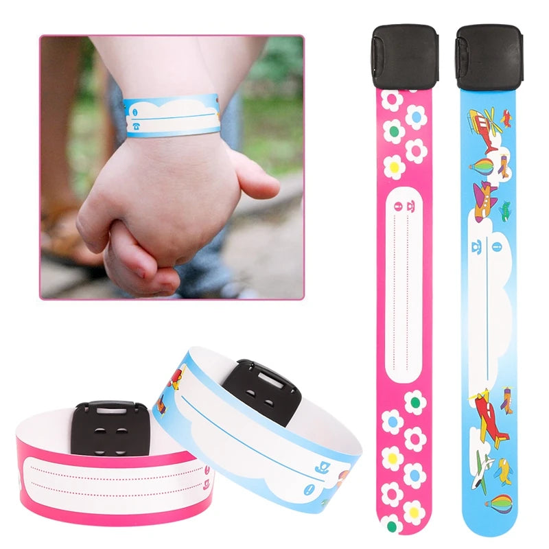 The Mum Shop AU-Kids Waterproof Lock-Proof Safety Bracelet for Traveling, Beach, Parks and Resorts- 12 PCS Pack