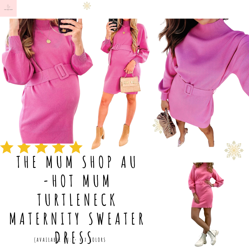 The Mum Shop Au -Hot Mum Turtleneck Maternity Sweater Dress