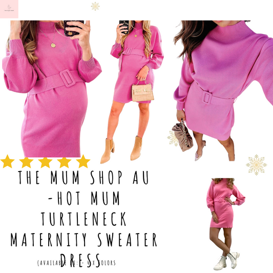 The Mum Shop Au -Hot Mum Turtleneck Maternity Sweater Dress