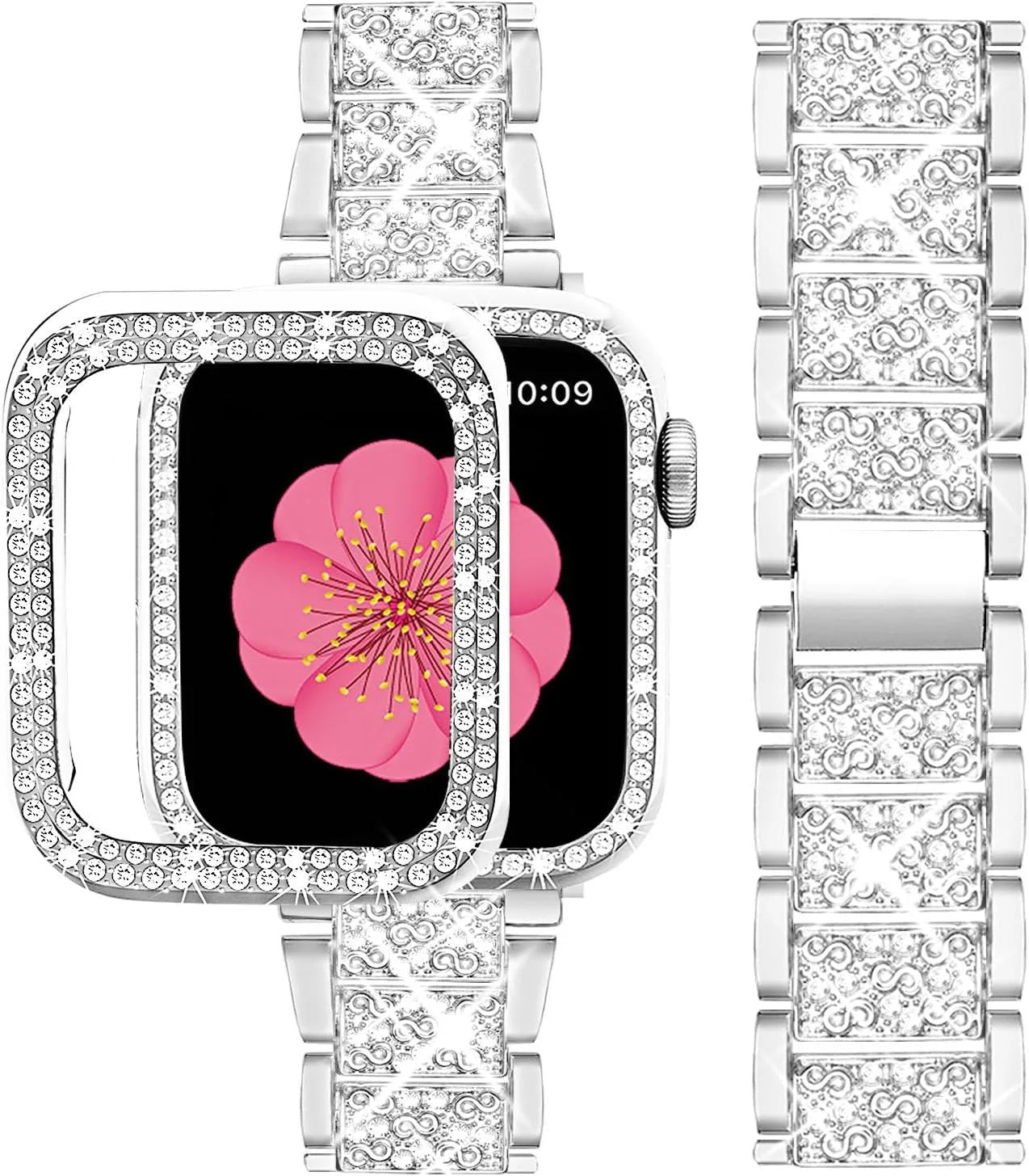The Mum Shop AU-Classy Sparkly  watch Strap+Case for Apple Watch Band 40mm 44mm 41mm 45mm Women Jewelry Diamond Metal Link Bracelet iWatch Series 4 5 6 7 8 9 SE-Available in Gold, Silver,Rose Gold