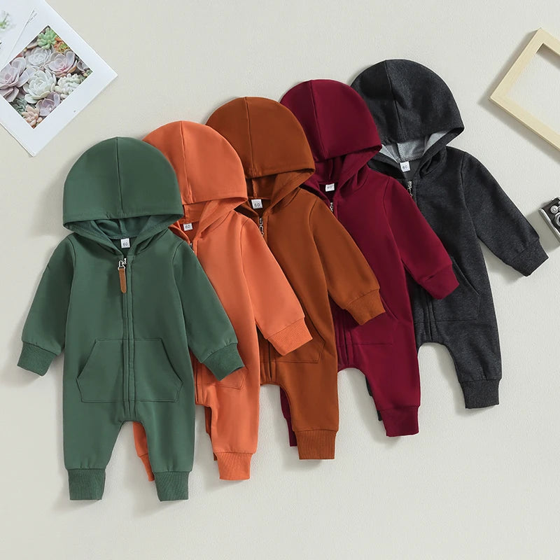 The Mum Shop AU- Fall Baby Jumpsuits with Zipper-Available in Size Newborn-12Months-Multiple colors to choose from