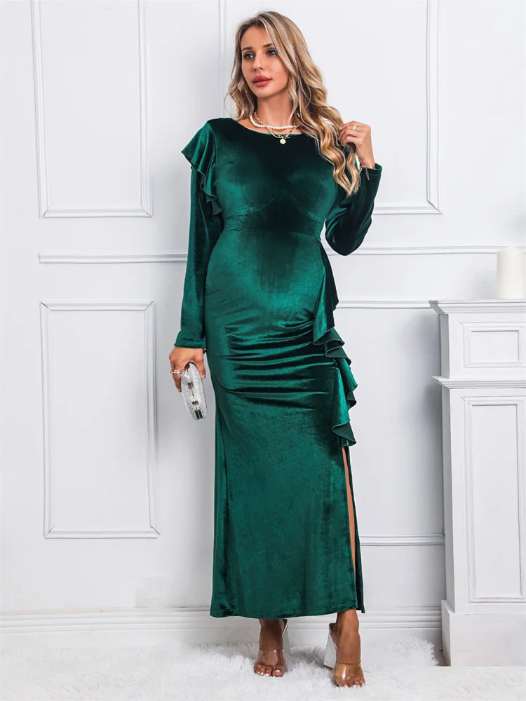 The Mum Shop AU- Elegant Velvet Long Sleeve Maternity Dress-Available in sizes , S, M,L ,XL