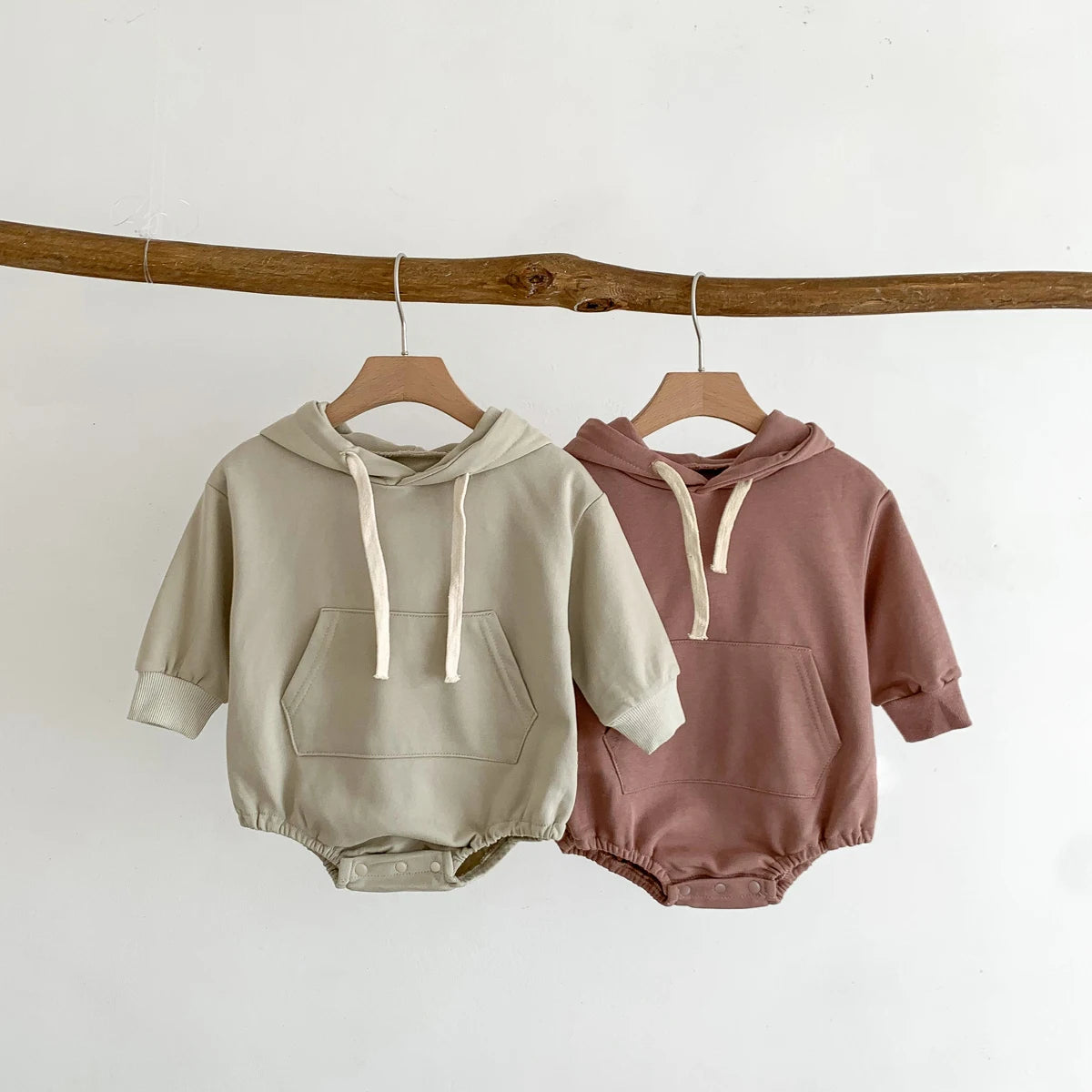 The Mum Shop AU-Baby Hoodie Romper/Jumpsuit -Available in 2x colors & sizes Newborn-2years