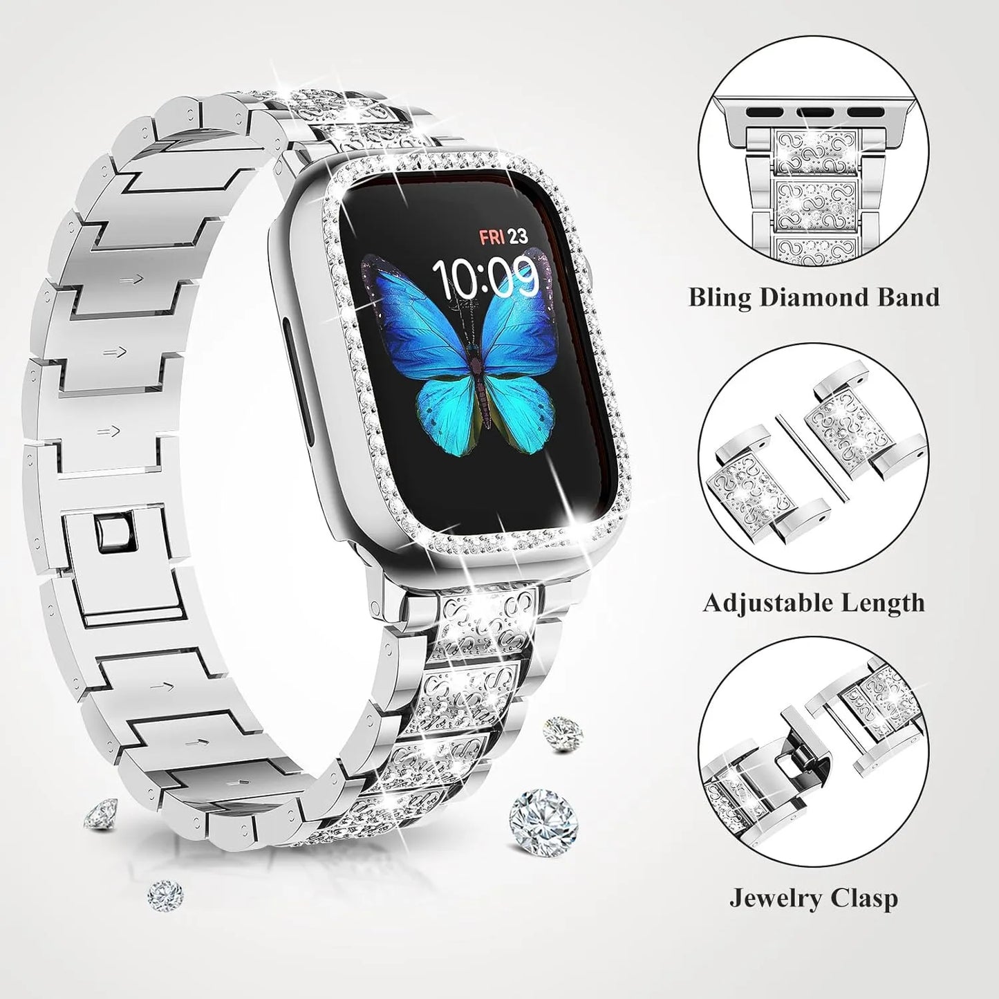 The Mum Shop AU-Classy Sparkly  watch Strap+Case for Apple Watch Band 40mm 44mm 41mm 45mm Women Jewelry Diamond Metal Link Bracelet iWatch Series 4 5 6 7 8 9 SE-Available in Gold, Silver,Rose Gold