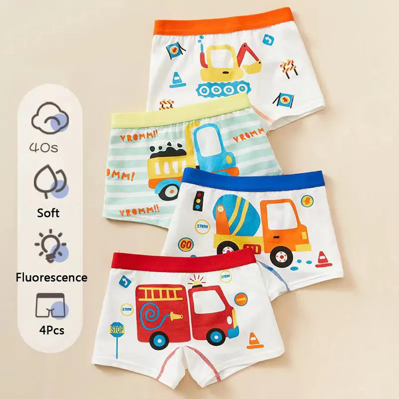 The Mum Shop AU- Boys Underwear 4PCS -Construction Themed-(Available in Sizes 2Y-11Years)