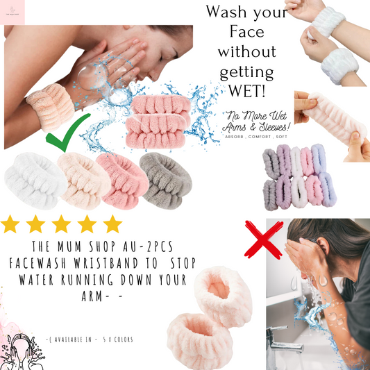 The Mum Shop AU-2Pcs Facewash Wristband to  stop water running down your arm-Available in 5 x Colors