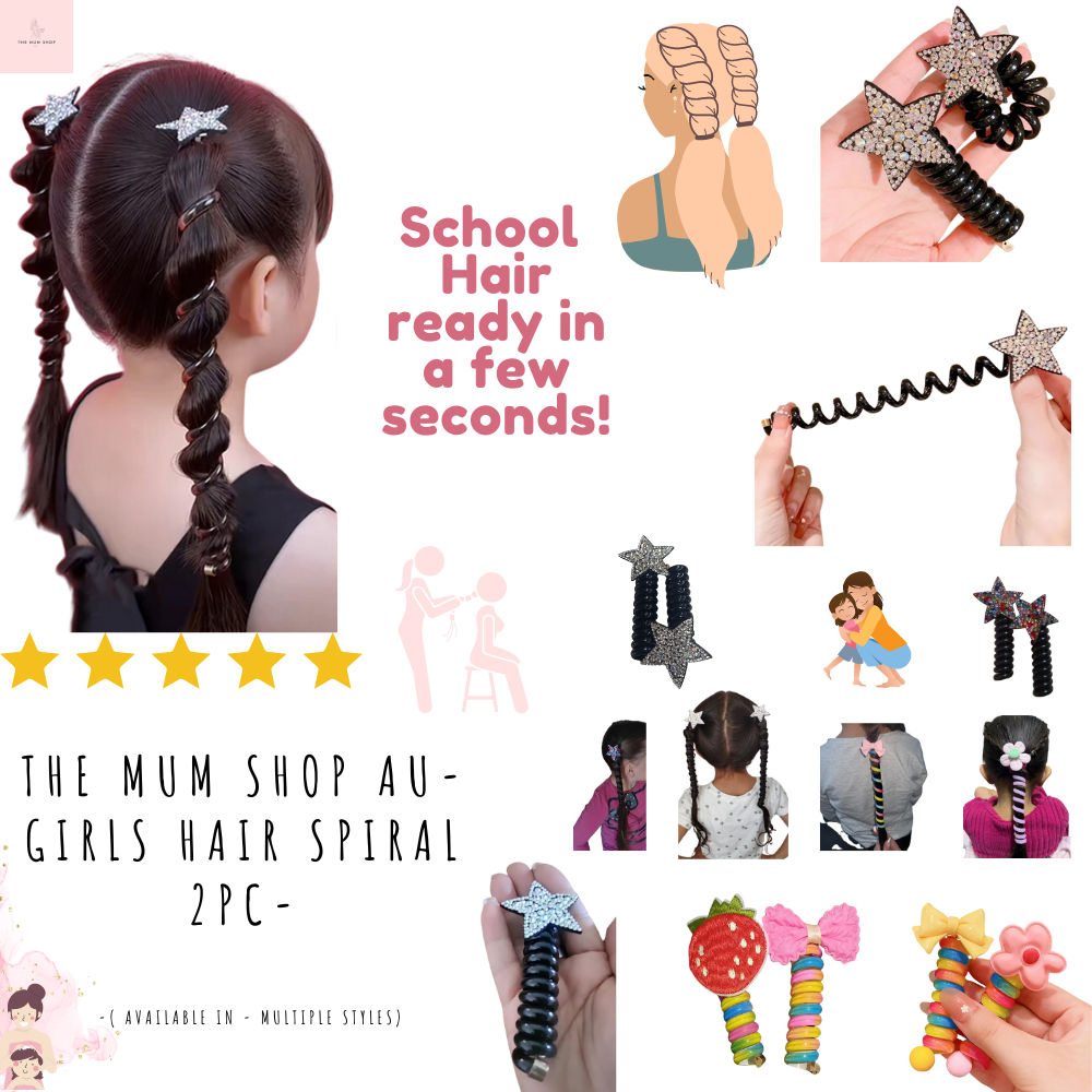 The Mum Shop AU-Girls Hair Spiral 2PC-Available in Multiple Styles