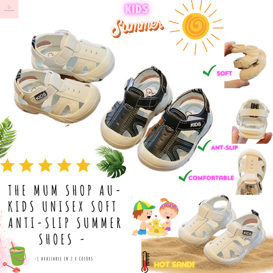 The Mum Shop AU-Kids Unisex Soft  Anti-slip Summer shoes - Available in colors Black & off-white