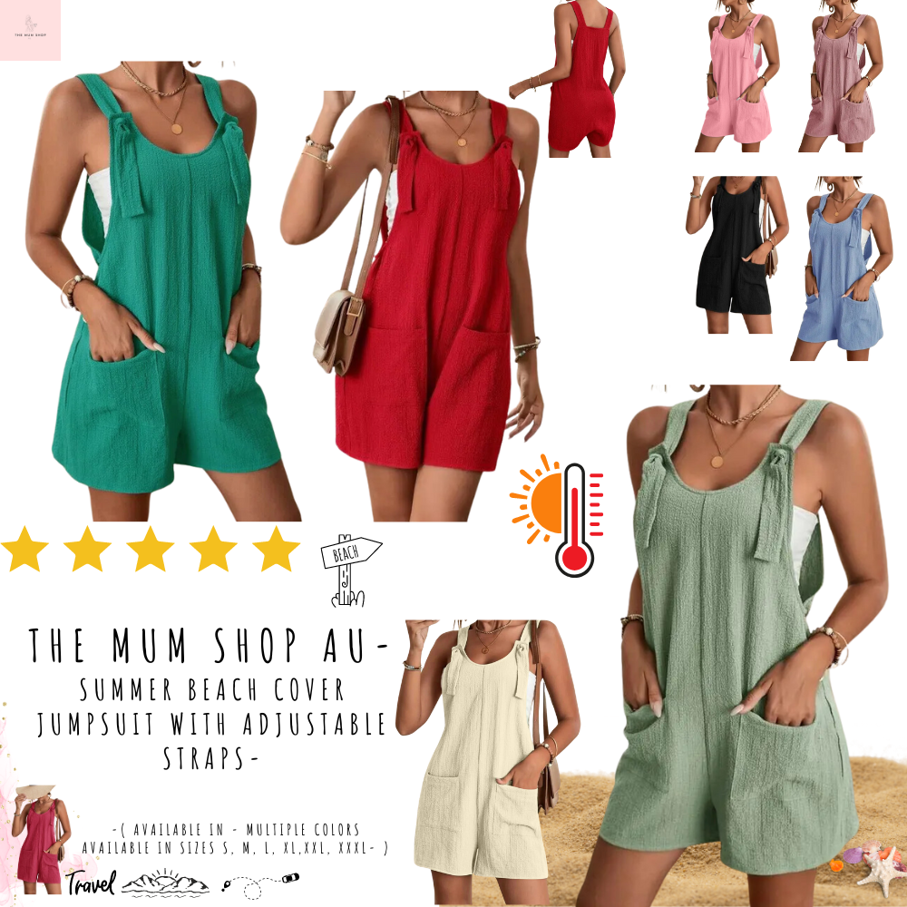 The Mum Shop AU-Summer Beach Cover Jumpsuit with adjustable straps-Available in multiple colors