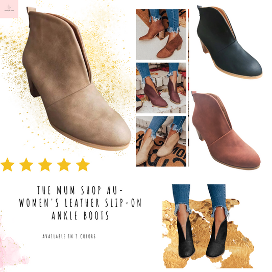 The Mum Shop AU-Women's Leather Slip-On Ankle Boots