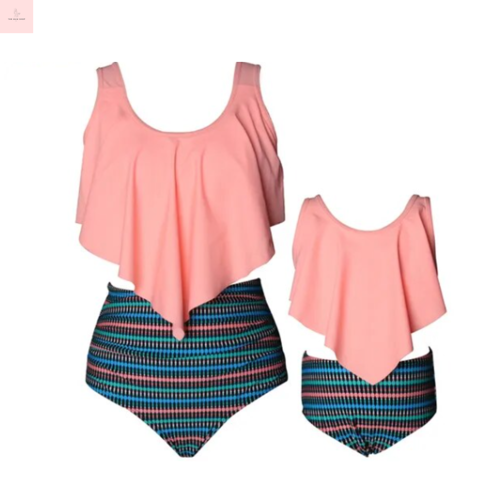 The Mum Shop Au- Mum & Girl High Waist Matching Swimsuits -(Available in 2x Colors-Mum Size S-XL , Kids 1Years-12years)