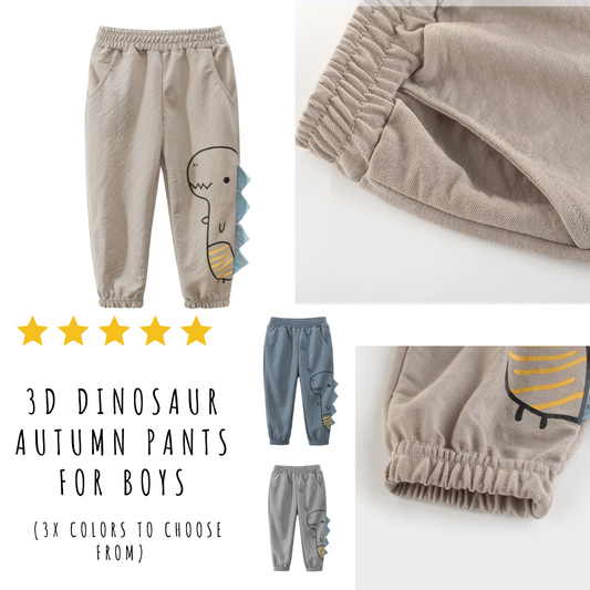 3D Dinosaur Summer Pants for boys-3x colors to choose from (size 2Y-9Years)