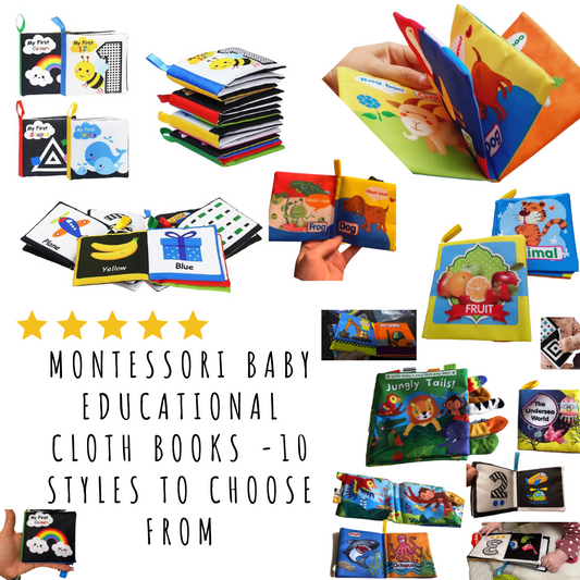 Montessori Baby Educational Cloth Books -10 Styles to choose from