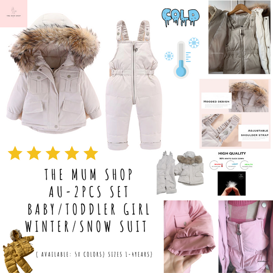 The Mum Shop AU-2pcs Set Baby/Toddler Girl winter/Snowsuit (Available in  5x colors) Sizes 1-4Years