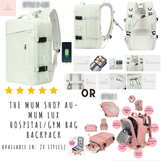 The Mum Shop Au- Mum Lux Hospital/Gym Bag Backpack