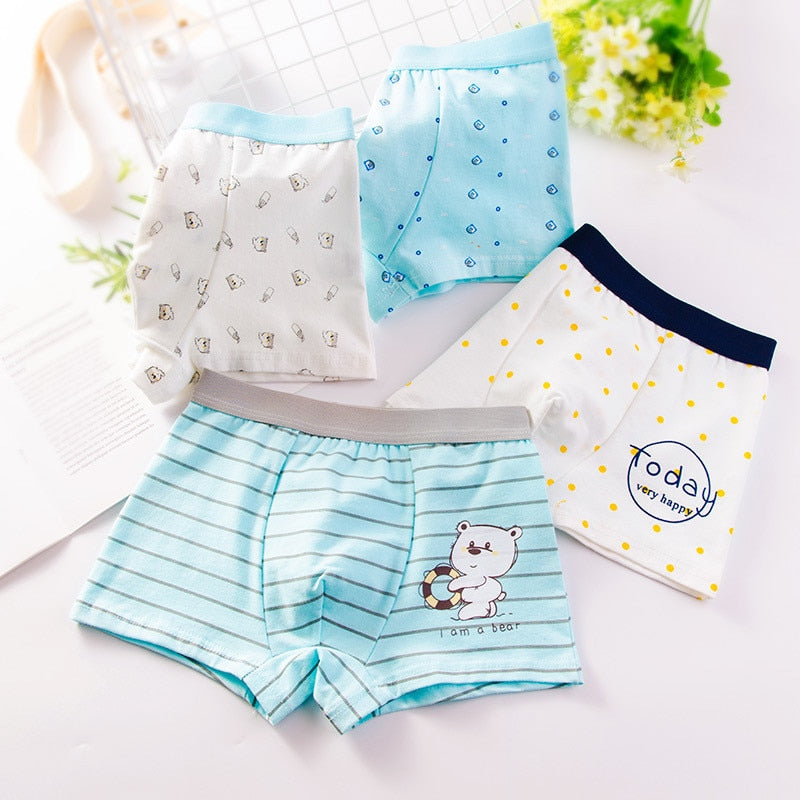 4 PCS- Boys comfortable cotton underwear( Sizes available 2y-12Y)