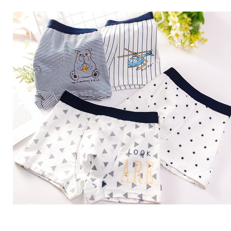 4 PCS- Boys comfortable cotton underwear( Sizes available 2y-12Y)