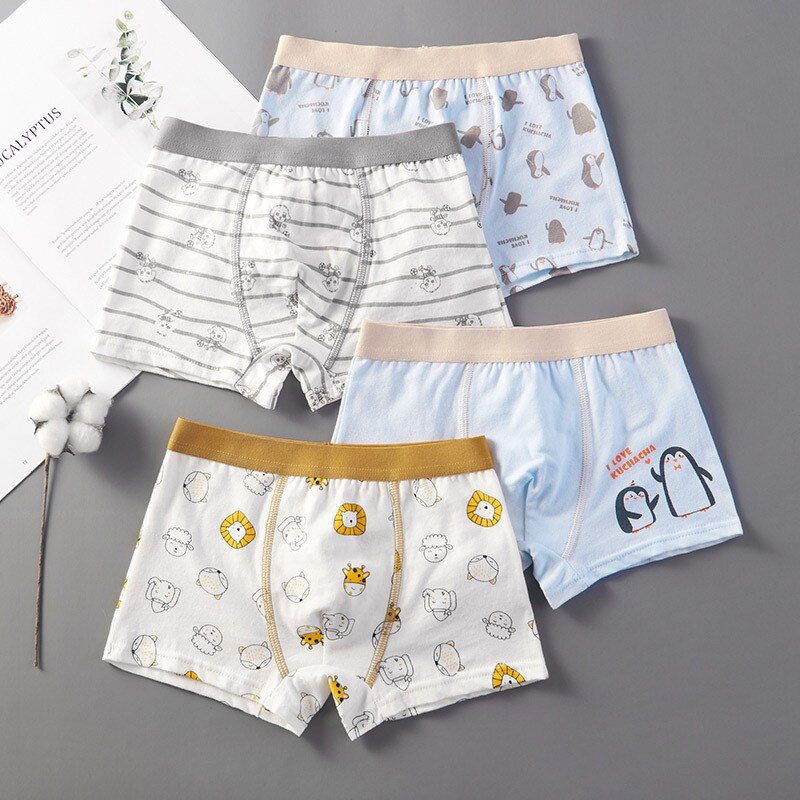 4 PCS- Boys comfortable cotton underwear( Sizes available 2y-12Y)