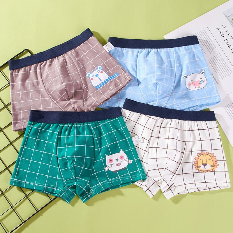 4 PCS- Boys comfortable cotton underwear( Sizes available 2y-12Y)