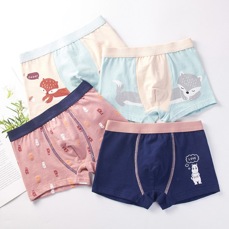 4 PCS- Boys comfortable cotton underwear( Sizes available 2y-12Y)
