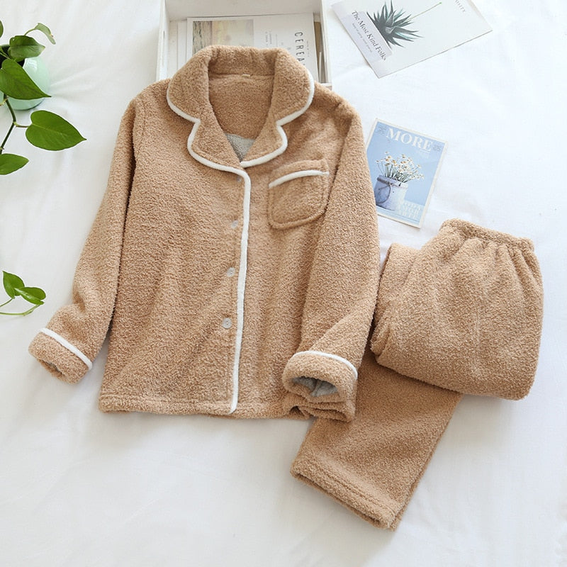 The Mum Shop AU -Mum Thick Winter Pajamas Set (Buttoned Top ,Breastfeeding Friendly)