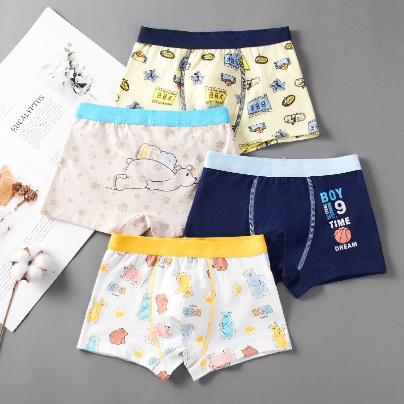 4 PCS- Boys comfortable cotton underwear( Sizes available 2y-12Y)