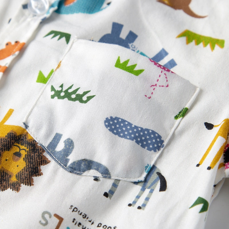 Baby -Animal Safari outfit -Buttoned BabyGrow/Romper