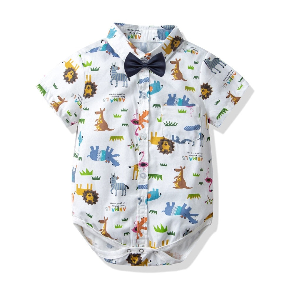 Baby -Animal Safari outfit -Buttoned BabyGrow/Romper