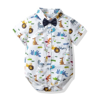 Baby -Animal Safari outfit -Buttoned BabyGrow/Romper