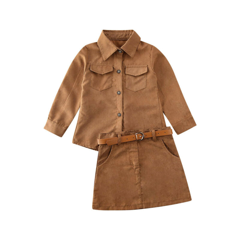 2 PCS Faux Fur Girls Australian Safari Outfit-(Sizes 18 months-5years)