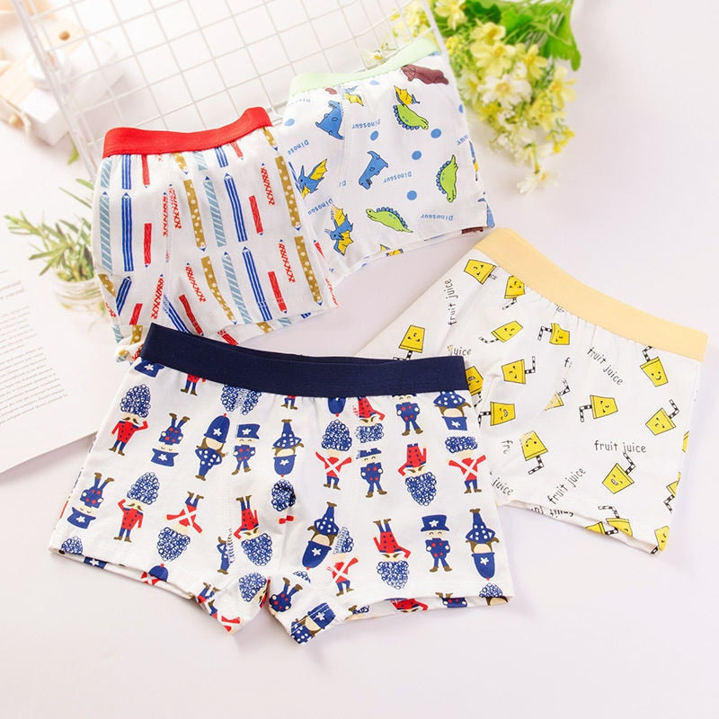 4 PCS- Boys comfortable cotton underwear( Sizes available 2y-12Y)