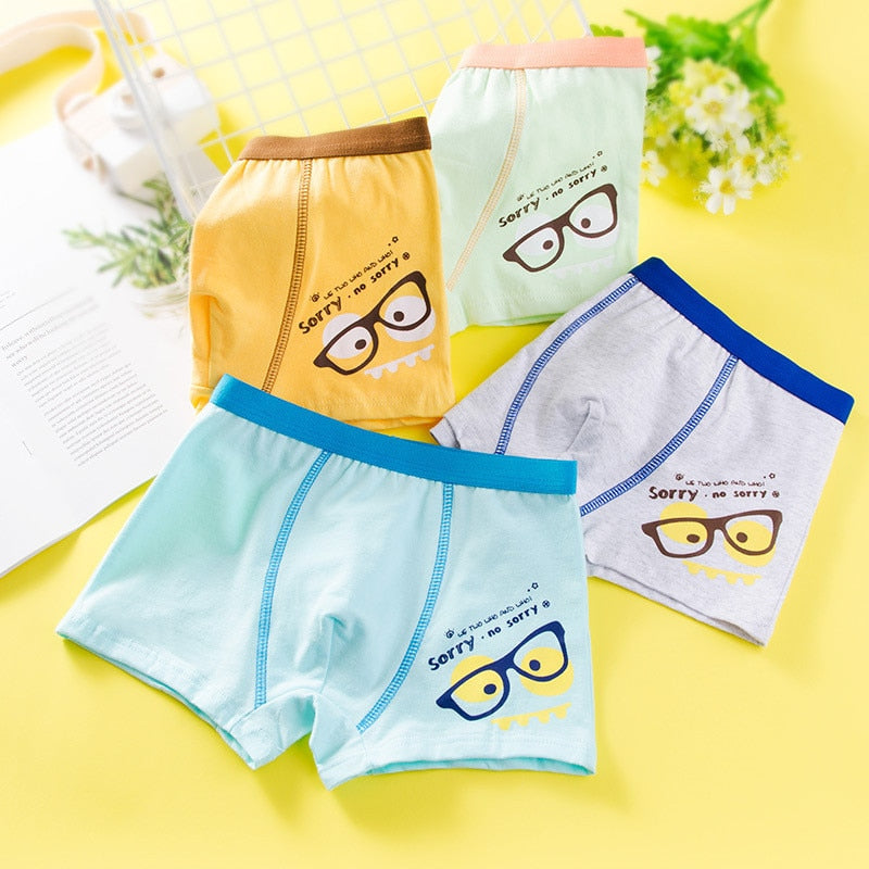 4 PCS- Boys comfortable cotton underwear( Sizes available 2y-12Y)