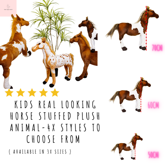 Kids Real Looking Horse Stuffed Plush Animal-4x styles to choose from (Available in 3x Sizes)