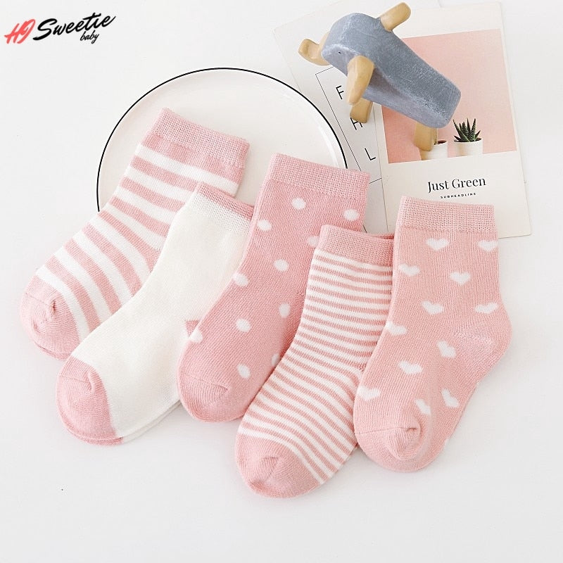 5xPairs Baby/toddler/Scholar Socks Size 0-1-3-7Y