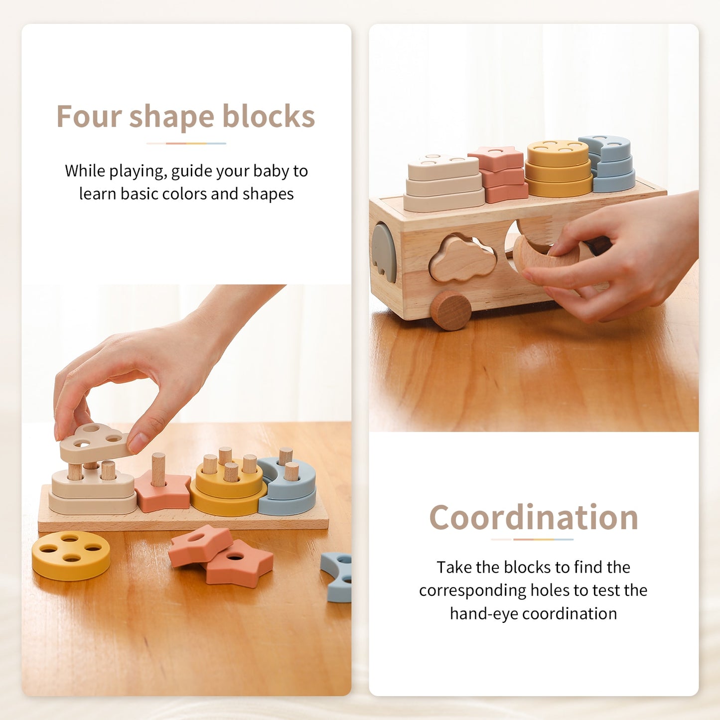 Toddler Natural Montessori Educational Wooden Toy Set-3 styles to choose  from