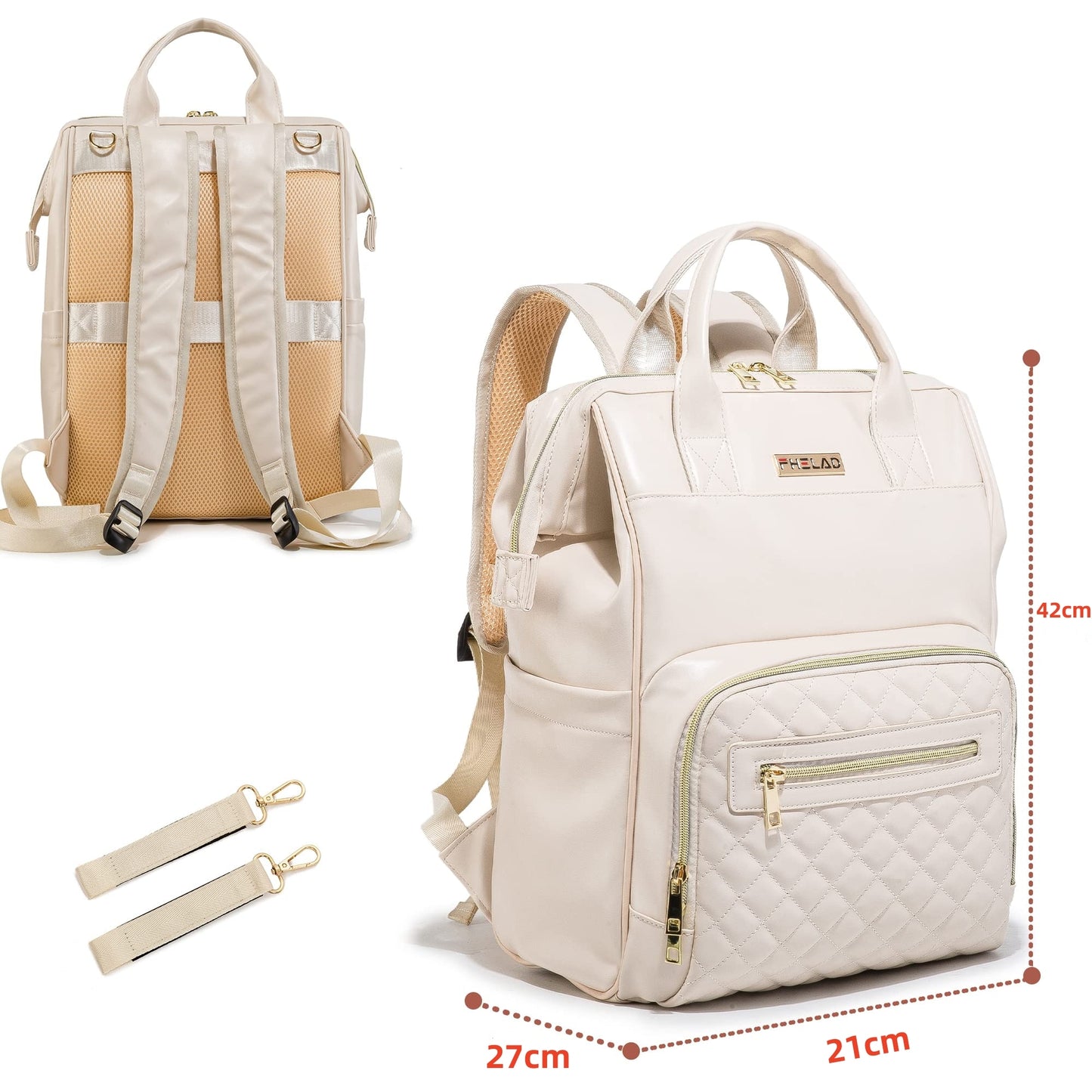 The Everyday Mum White Waterproof Sectional Diaper Backpack-PU Leather