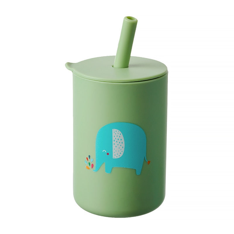 Toddler Leak proof Silicone Sippy Cup with Straw-Dishwasher Friendly