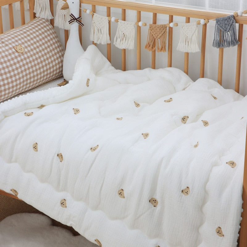 Baby Crib Thick Filled White Comforter (2xstyles) (2xThickness) (3xSizes)